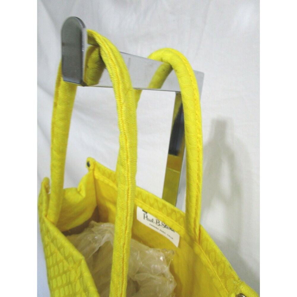 Vintage 60's Mod Paul B. Stone Small Yellow Textured Canvas Clutch Tote Handbag - Picture 7 of 12